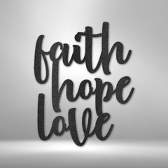 Shop Faith Hope Love Cut-out Metal Steel Sign Wall Decor, Metal Signs, USA Boutique