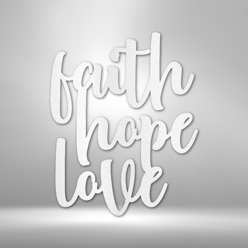 Shop Faith Hope Love Cut-out Metal Steel Sign Wall Decor, Metal Signs, USA Boutique
