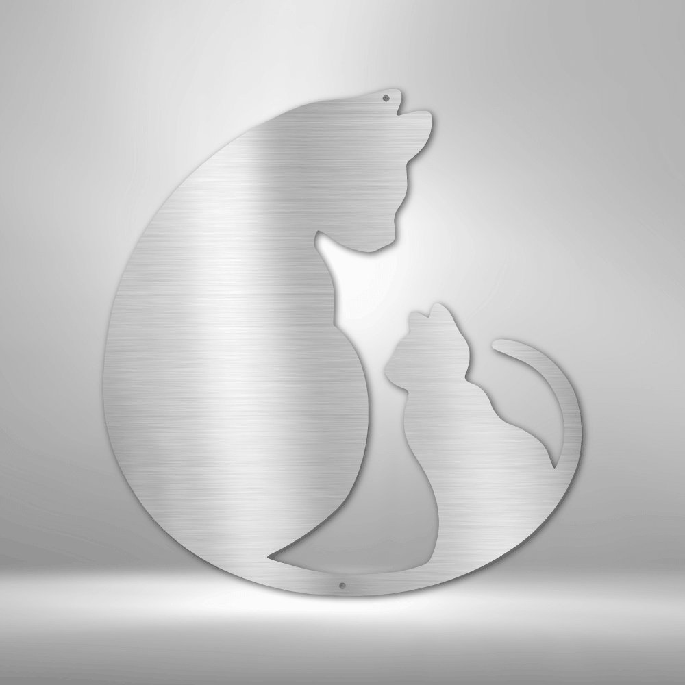 Cat Mom and Kitten Graphic on 16 Gauge Steel Sign | Cat Lovers Must-Have, Wall Art, $ 58.95, A Moment Of Now™