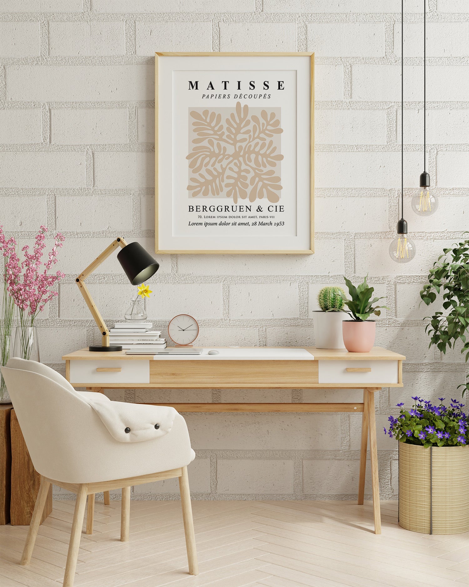 Shop Matisse The Cutouts Flowers in Beige Abstract Minimalist Style Matter Poster Print, Posters, USA Boutique