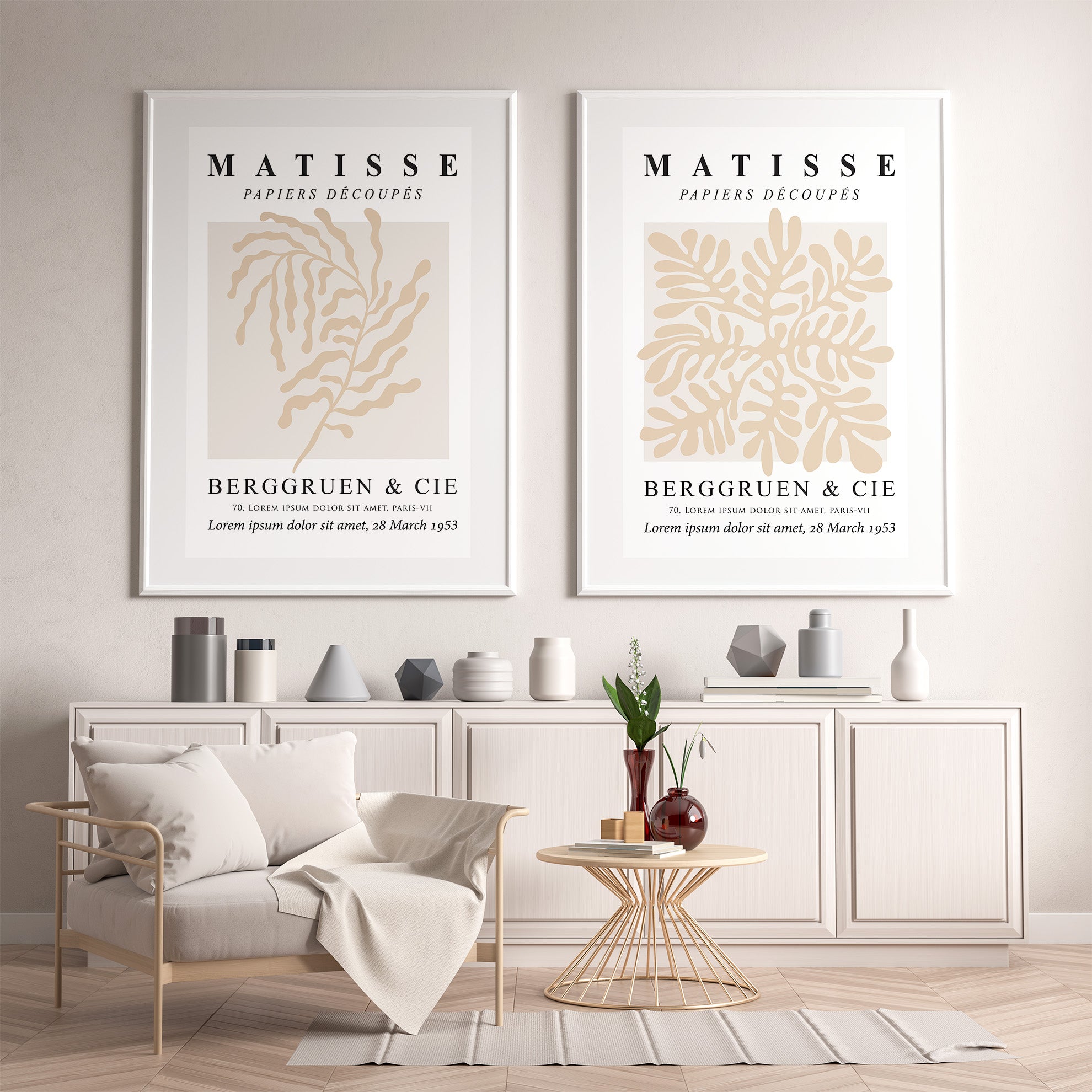 Shop Matisse The Cutouts Flowers in Beige Abstract Minimalist Matte Poster, Posters, USA Boutique