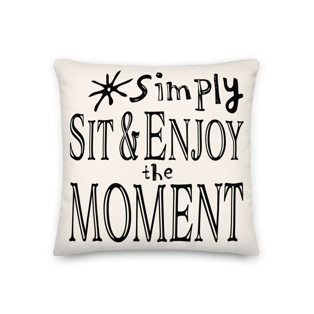 Simply Sit & Enjoy the Moment Mindfulness Decorative Pillow - Floral White, Throw Pillows, $ 66.00, A Moment Of Now™
