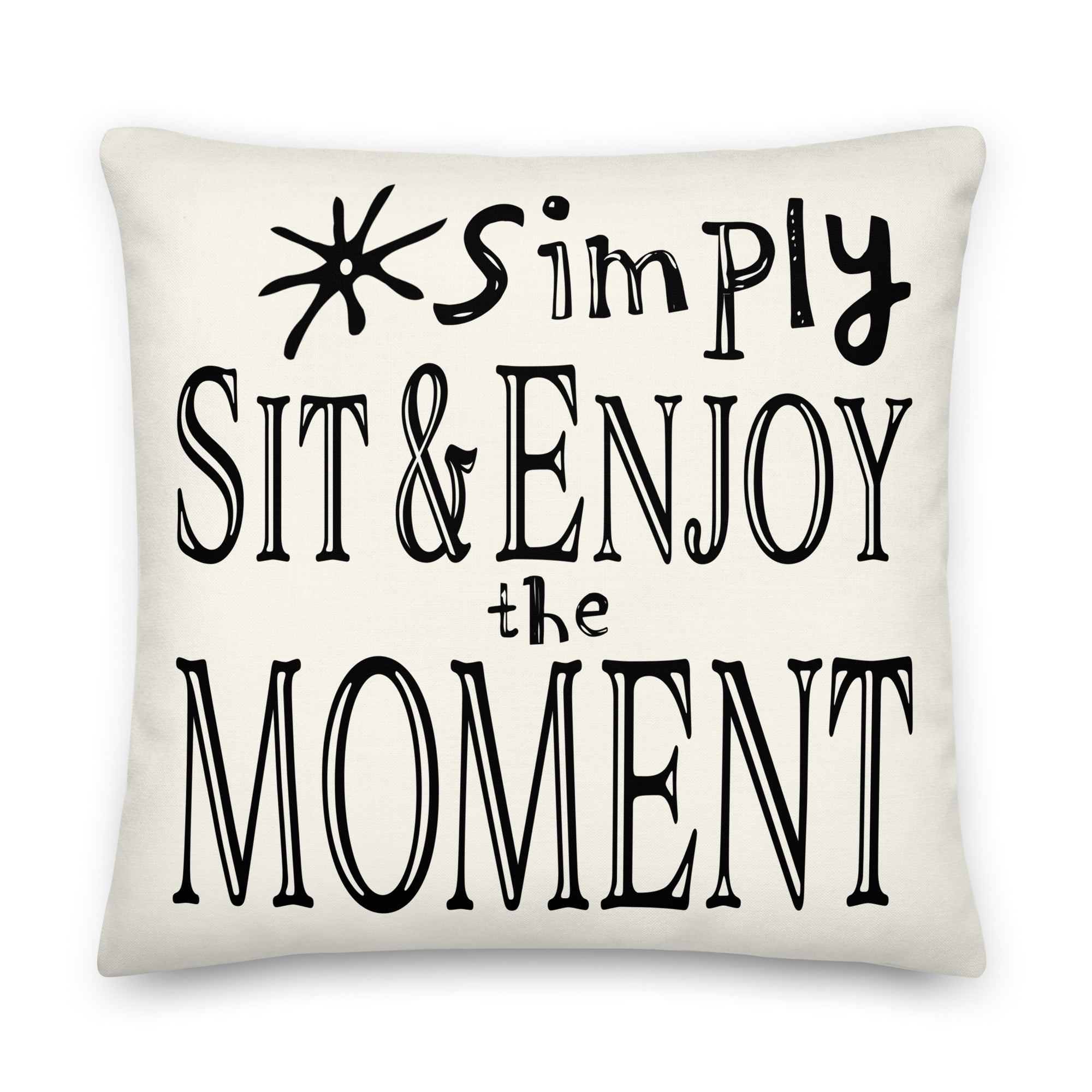 Shop Simply Sit & Enjoy the Moment Mindfulness Decorative Pillow - Floral White, Throw Pillows, USA Boutique