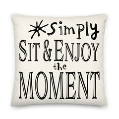Shop Simply Sit & Enjoy the Moment Mindfulness Decorative Pillow - Floral White, Throw Pillows, USA Boutique