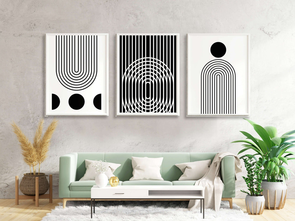 Minimalist Black & White Rainbow Sun & Moon Wall Art - Instant Download, Wall Art, $ 9.99, A Moment Of Now™