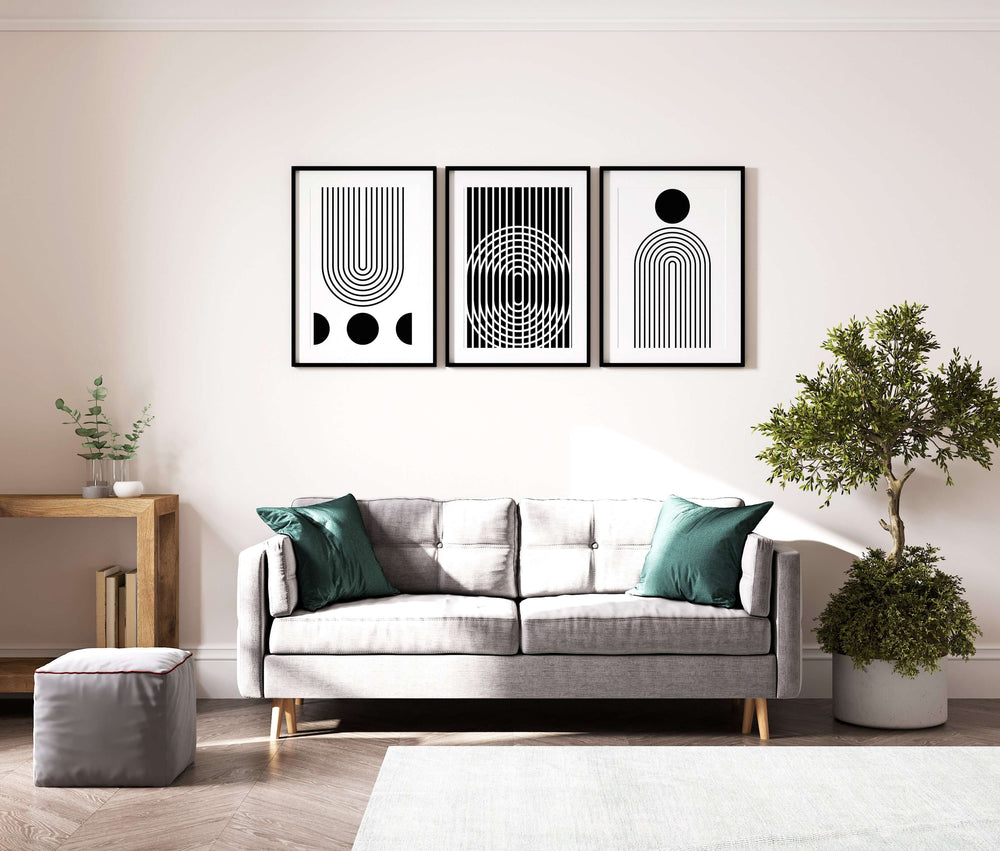 Minimalist Black & White Rainbow Sun & Moon Wall Art - Instant Download, Wall Art, $ 9.99, A Moment Of Now™