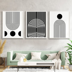 Shop Black & White Rainbow, Sun & Moon Wall Poster Print Set Of 3 Wall Decor, Posters, USA Boutique