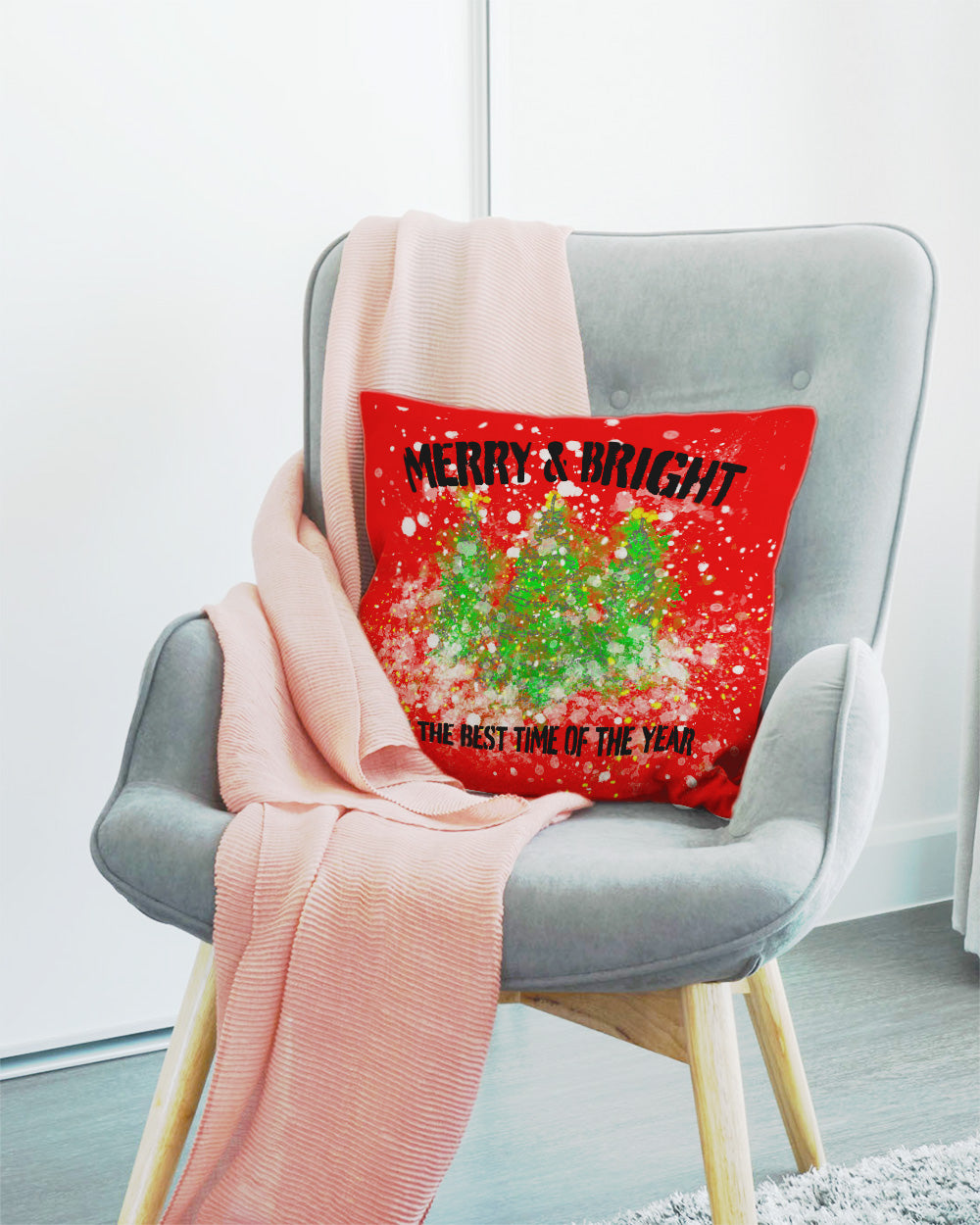 Snowy Christmas Holiday Trees Watercolor Throw Premium Pillow - Red Throw Pillows A Moment Of Now Women’s Boutique Clothing Online Lifestyle Store
