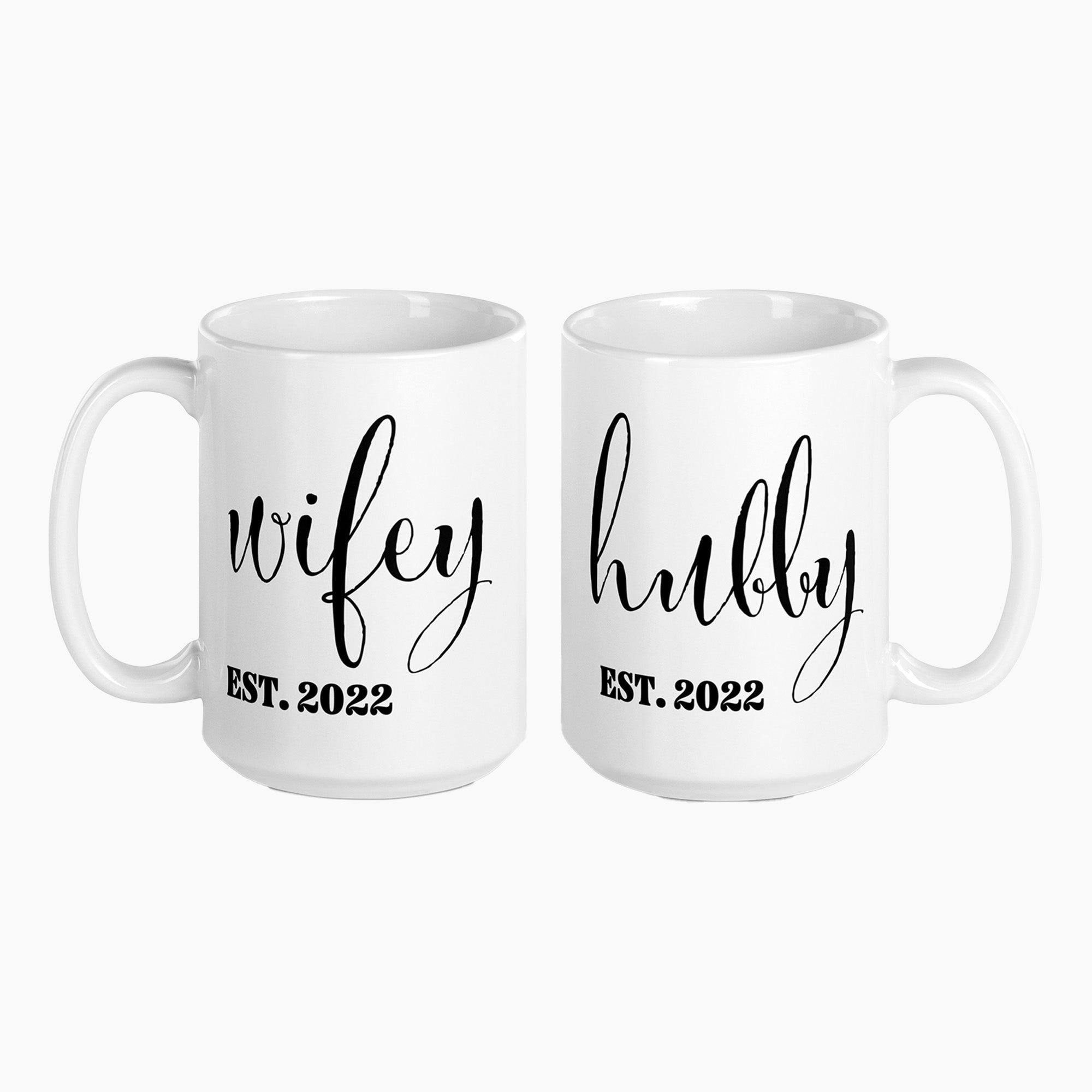 Shop Personalized Wedding Engagement Gift Wifey Hubby Mugs Set of 2, Mugs, USA Boutique