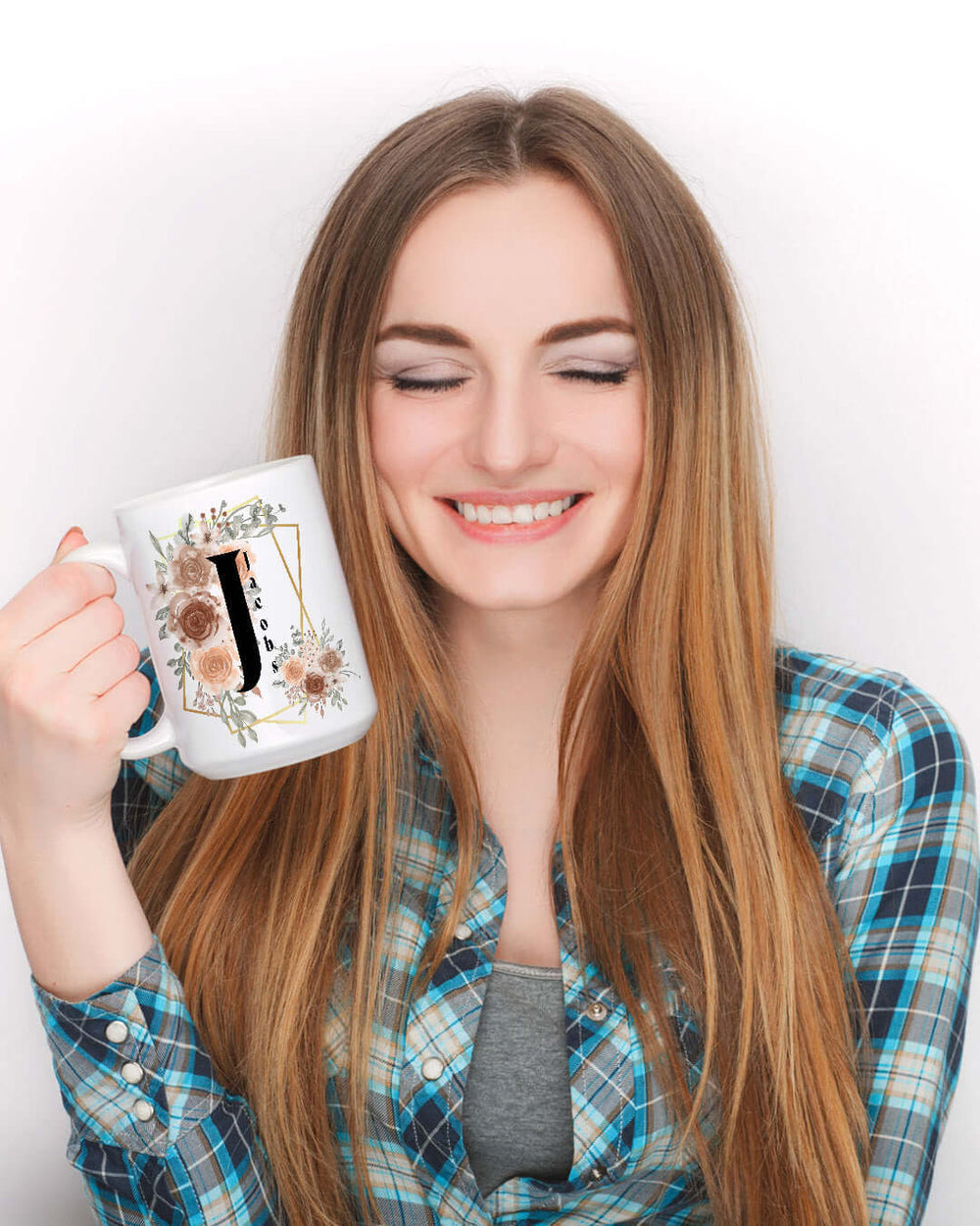 Personalized Custom Initial Letter & Name Monogram Watercolor Floral Design Coffee Mug Cup, Mugs, $ 25.00, A Moment Of Now™