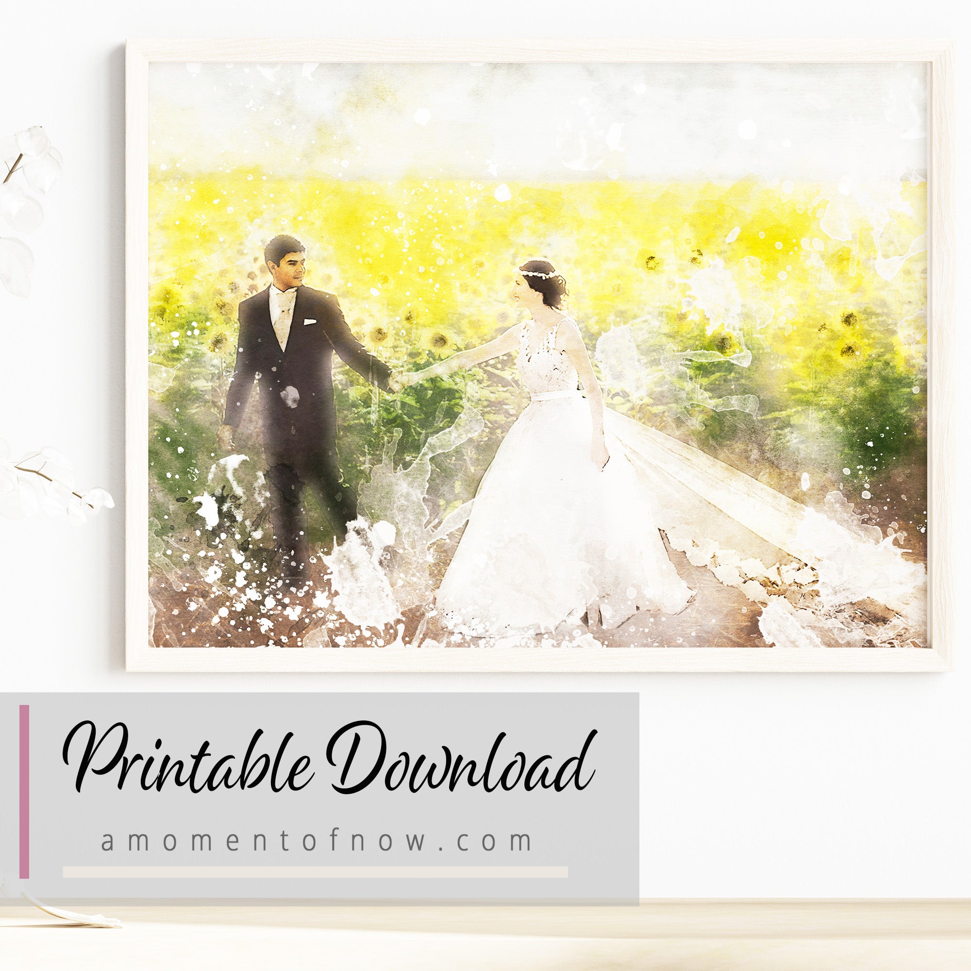 Custom Watercolor Wedding Portrait Digital Painting Shirts 