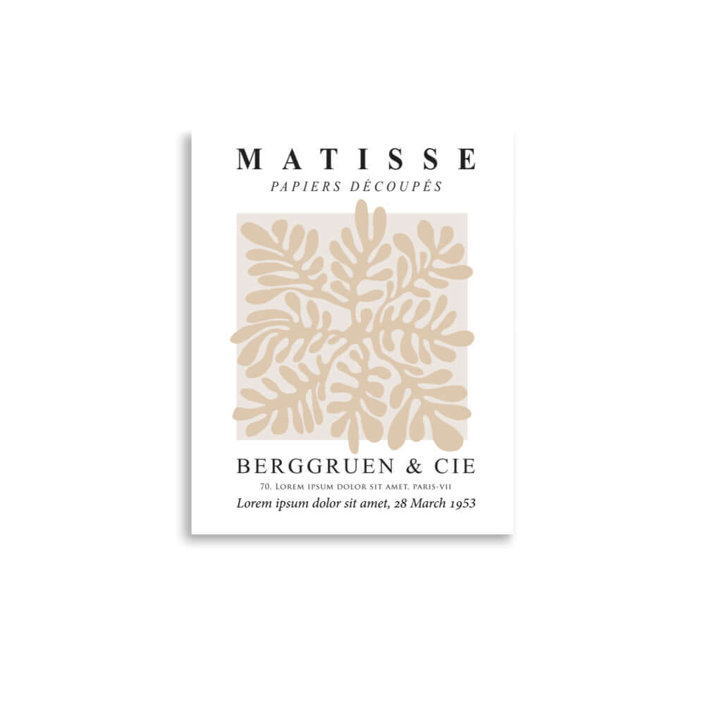 Matisse The Cutouts Flowers in Beige Abstract Minimalist Style Matter Poster Print, A Moment Of Now, $ 27.00