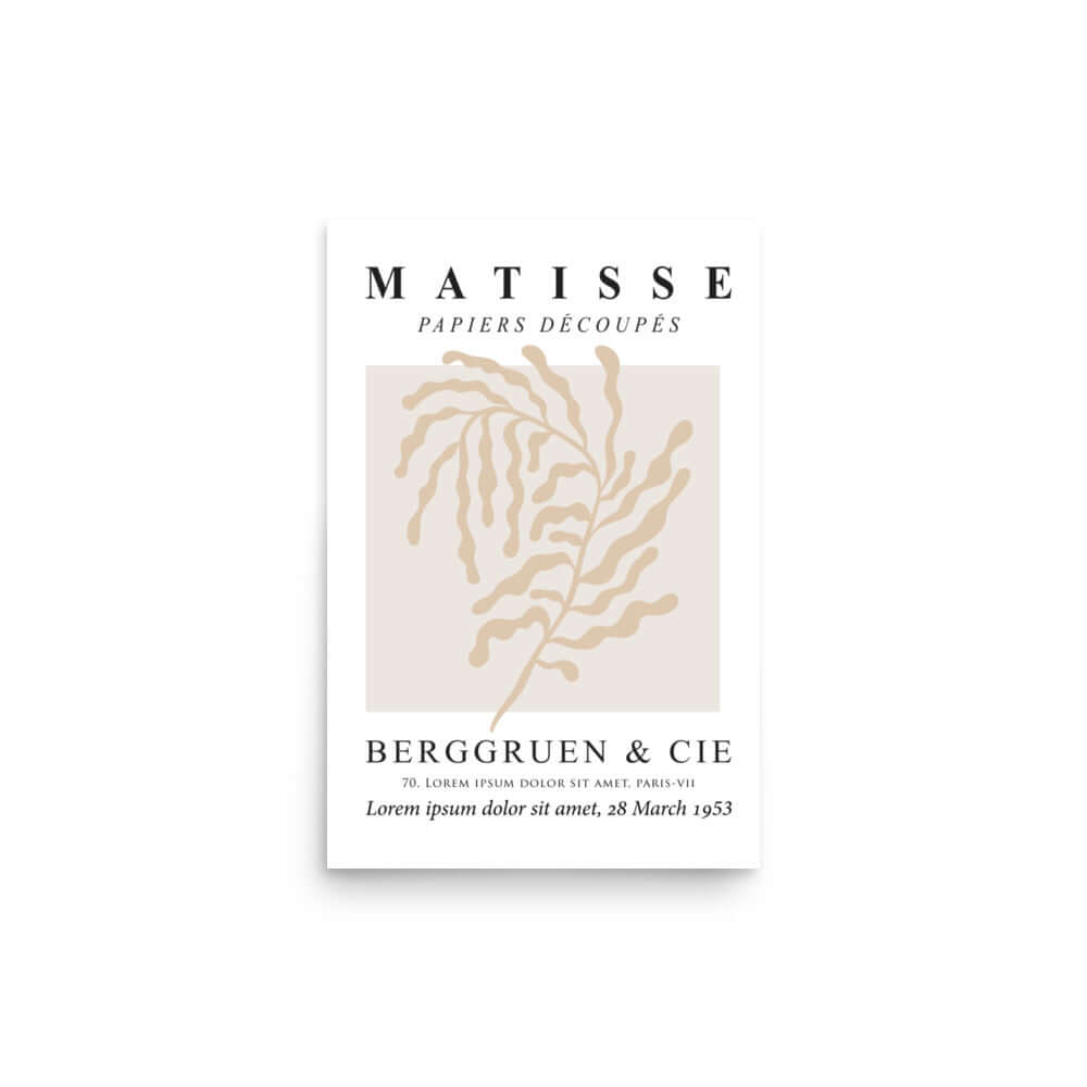 Shop Matisse The Cutouts Flowers in Beige Abstract Minimalist Matte Poster, Posters, USA Boutique