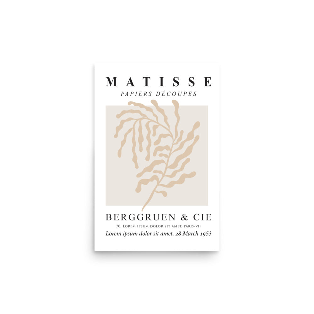 Shop Matisse The Cutouts Flowers in Beige Abstract Minimalist Matte Poster, Posters, USA Boutique