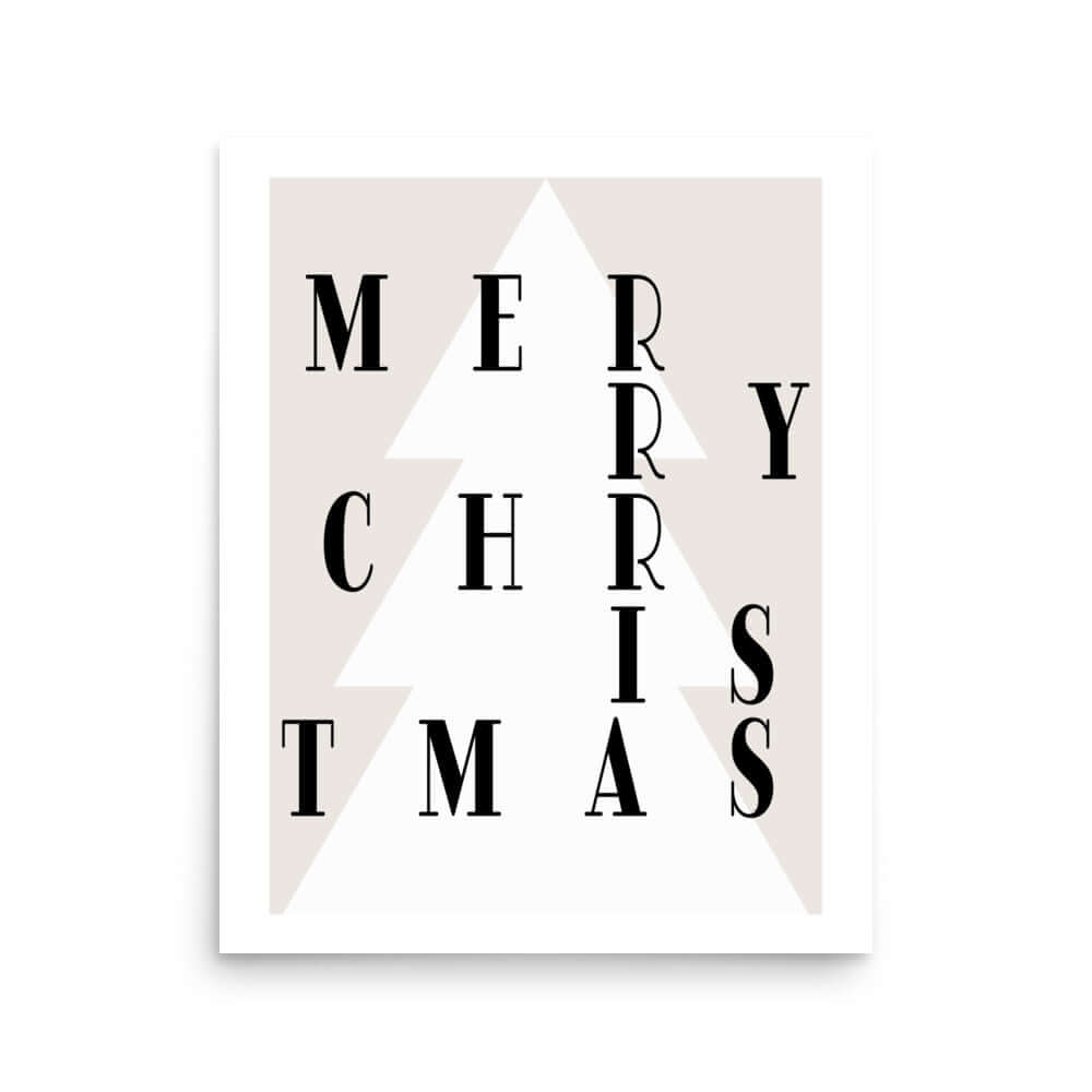 White Merry Christmas Tree Minimalist Holiday Matte Poster Wall Art, A Moment Of Now, $ 32.50