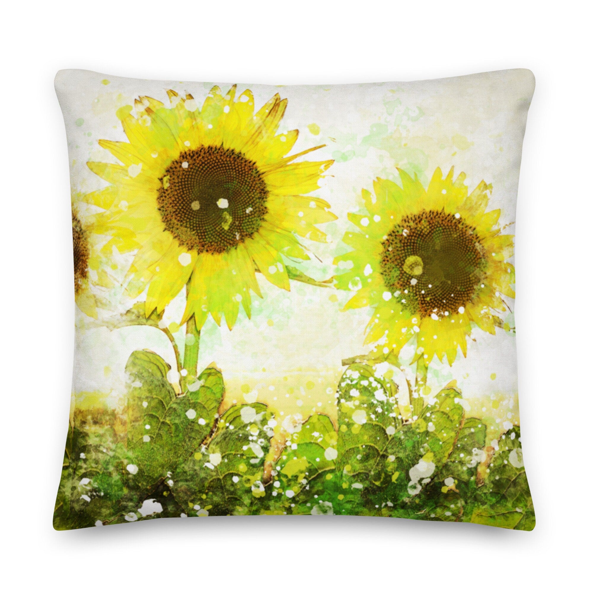 Shop Watercolor Sunflowers Floral Decorative Throw Pillow Cushion Cover, Throw Pillows, USA Boutique
