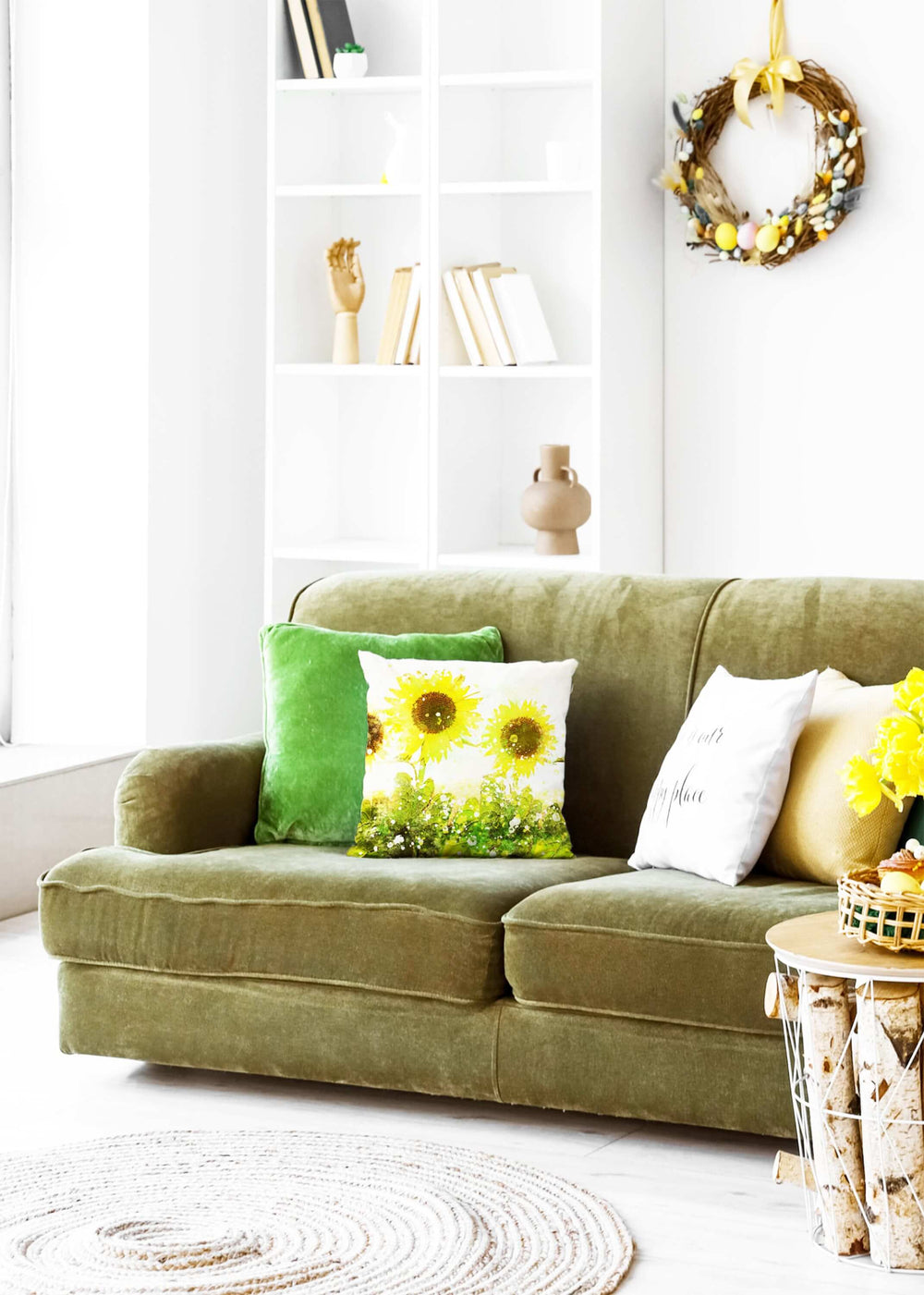 Watercolor Sunflowers Boho Floral Decorative Throw Pillow Accent Cushion | Botanical Cushion | Nature-inspired Pillow | Pillow Case Cover, Throw Pillows, $ 45.00, A Moment Of Now™