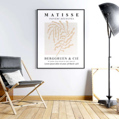 Shop Matisse The Cutouts Flowers in Beige Abstract Minimalist Matte Poster, Posters, USA Boutique