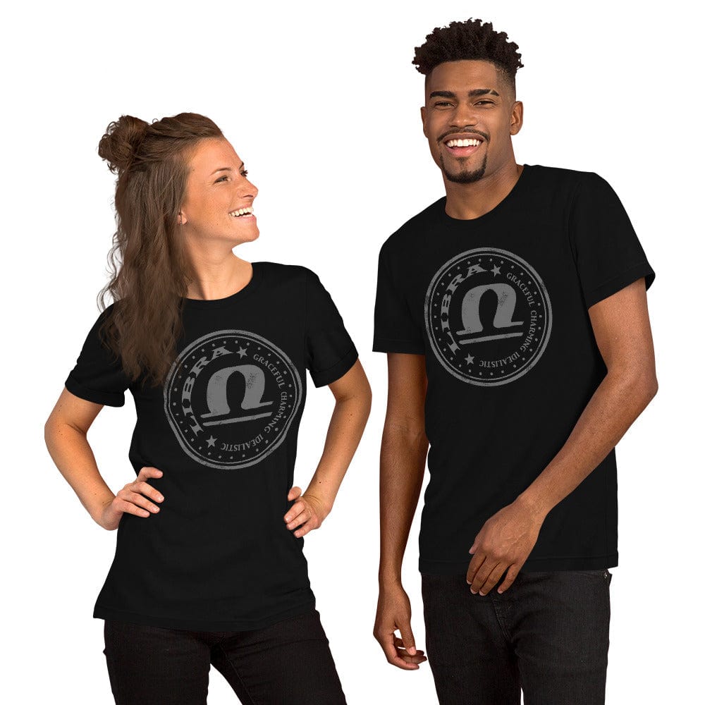 Shop Distressed Libra Zodiac Horoscope Astrology Symbol Men Women Unisex short sleeve t-shirt, Tops, USA Boutique