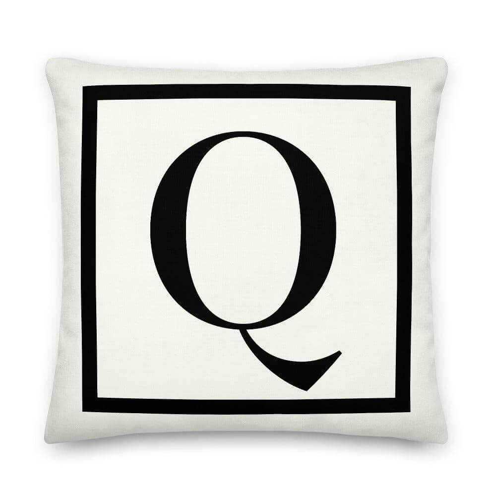 Letter Q Border Monogram Decorative Throw Pillow Cushion, A Moment Of Now, $ 71.50