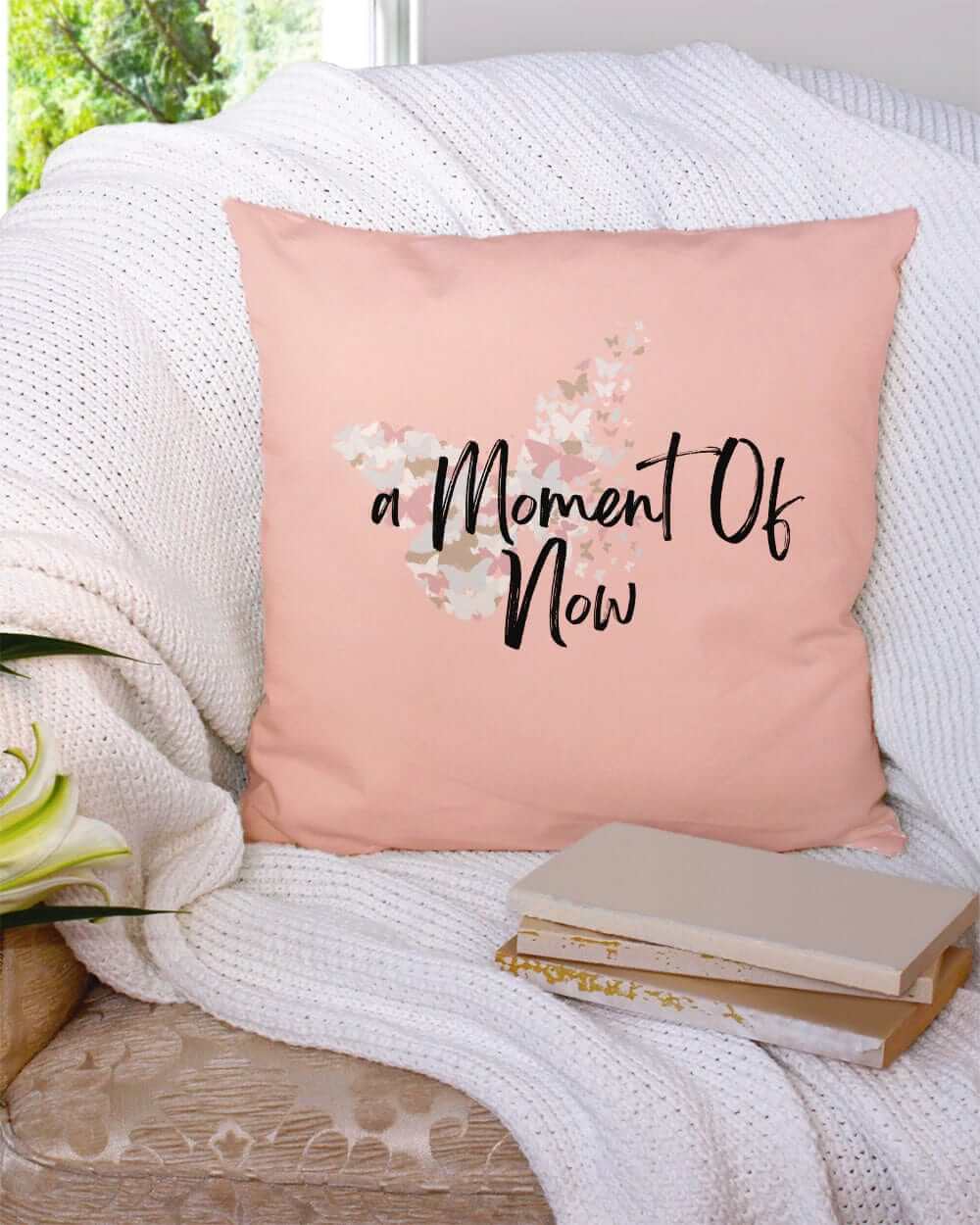 A Moment Of Now Mindfulness Premium Decorative Throw Pillow Accent Cushion in Melon Pink, Throw Pillows, $ 64.50, A Moment Of Now™