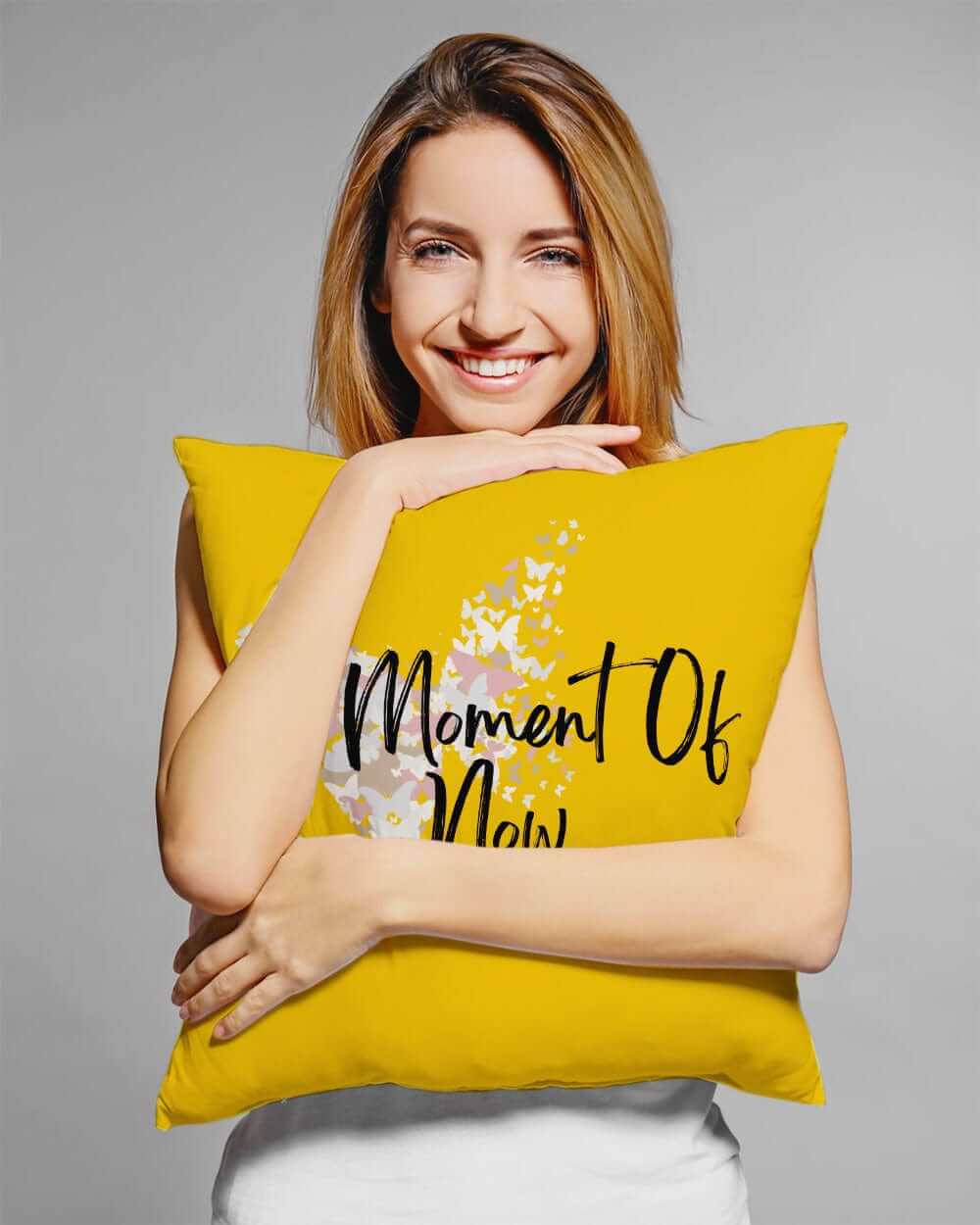 A Moment Of Now Mindfulness Premium Decorative Throw Pillow Accent Cushion in Retro Yellow, Throw Pillows, $ 64.50, A Moment Of Now™