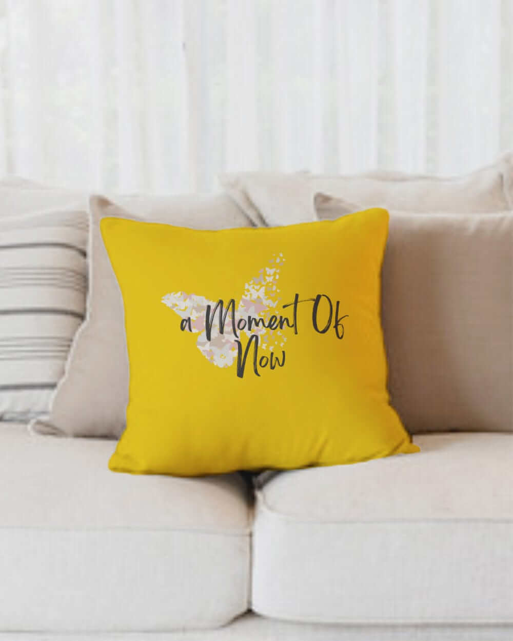 A Moment Of Now Mindfulness Premium Decorative Throw Pillow Accent Cushion in Retro Yellow, Throw Pillows, $ 64.50, A Moment Of Now™