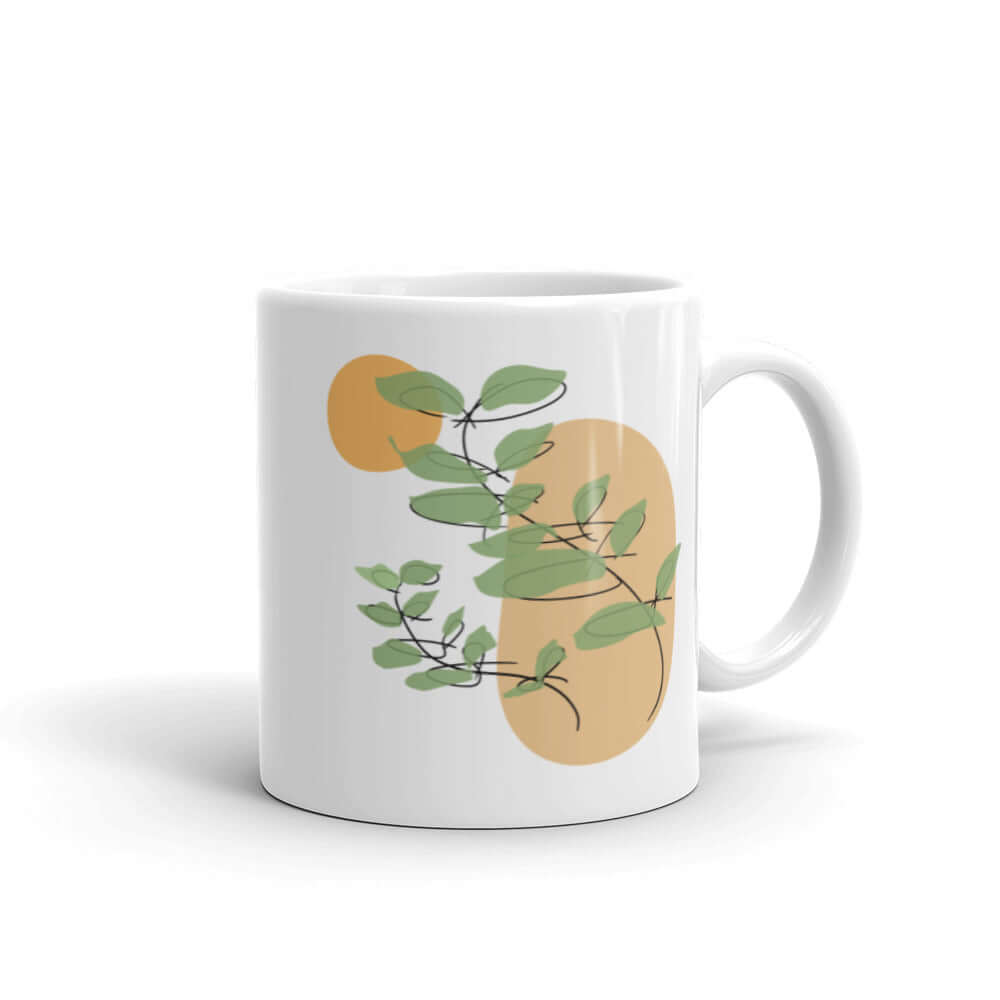Shop Abstract Botanical Line Art Minimal Botanical Art Coffee Tea Cup Mug, Mugs, USA Boutique