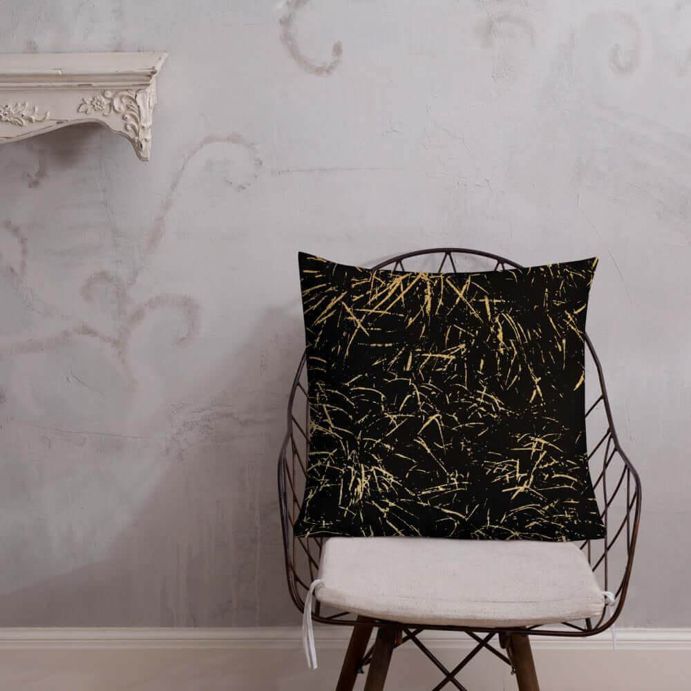 Abstract Grass Printed Premium Accent Pillow | Gold Black Decor, Throw Pillows, $ 61.50, A Moment Of Now™
