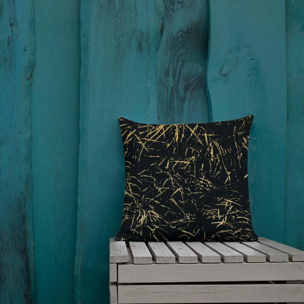 Abstract Grass Printed Premium Accent Pillow | Gold Black Decor, Throw Pillows, $ 61.50, A Moment Of Now™