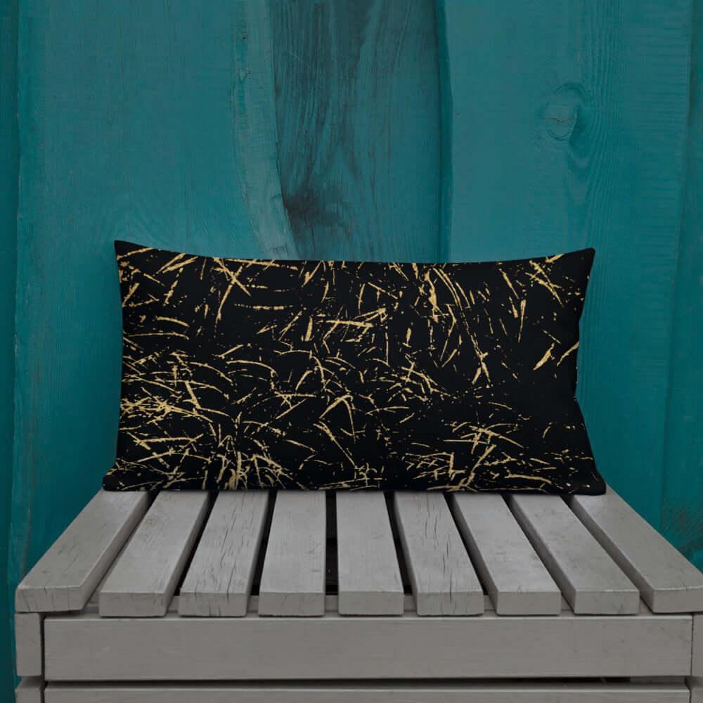 Abstract Grass Printed Premium Accent Pillow | Gold Black Decor, Throw Pillows, $ 61.50, A Moment Of Now™