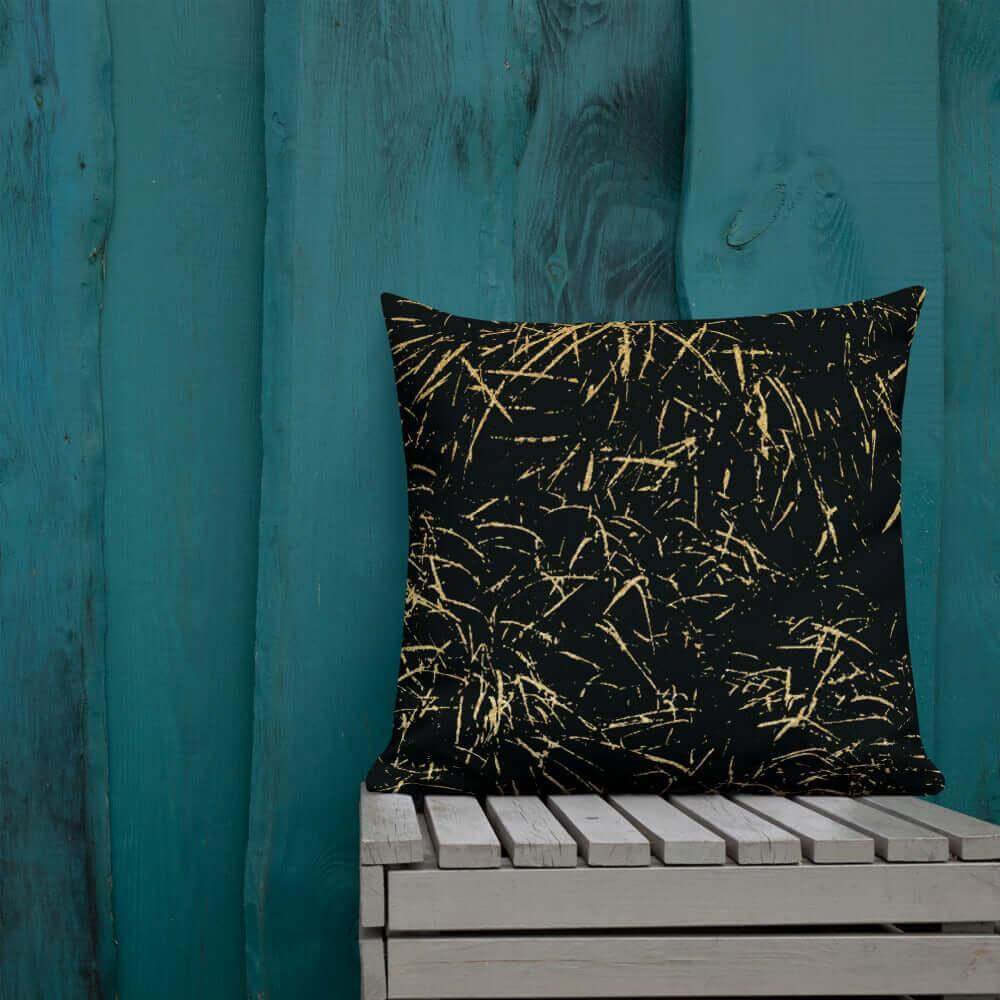 Abstract Grass Printed Premium Accent Pillow | Gold Black Decor, Throw Pillows, $ 61.50, A Moment Of Now™