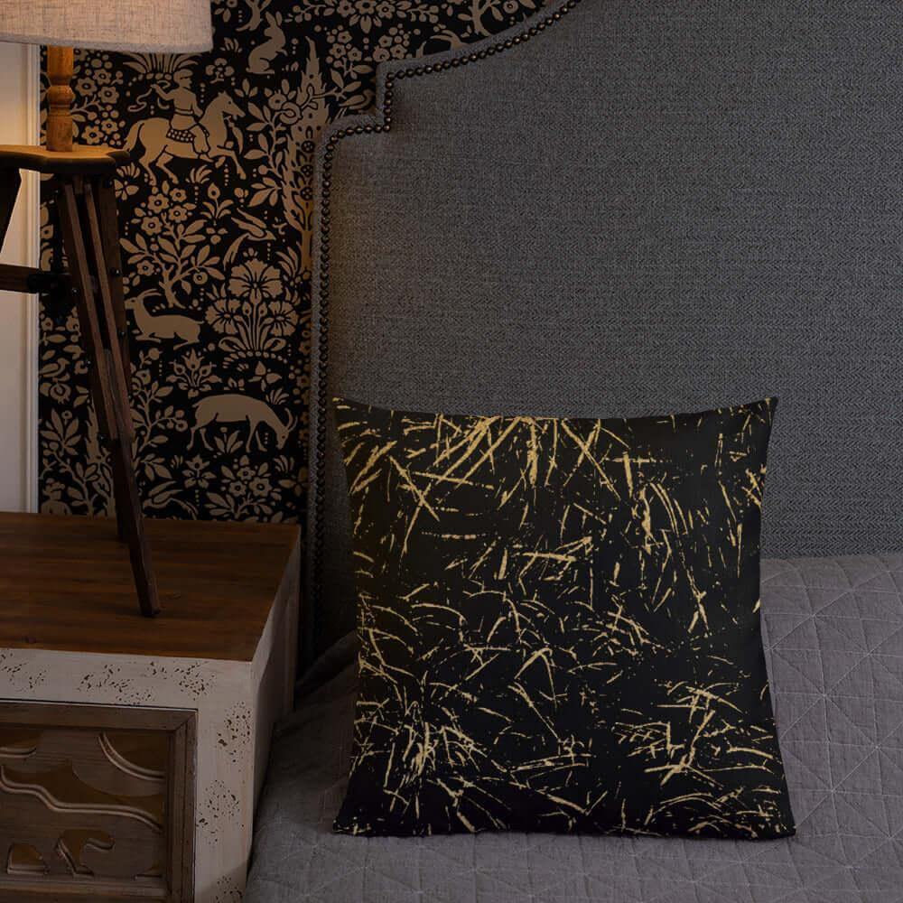 Abstract Grass Printed Premium Accent Pillow | Gold Black Decor, Throw Pillows, $ 61.50, A Moment Of Now™