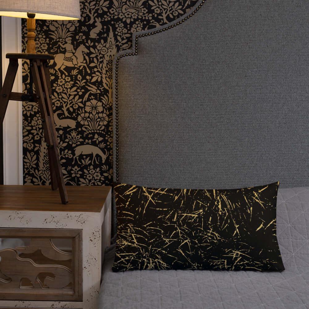 Abstract Grass Printed Premium Accent Pillow | Gold Black Decor, Throw Pillows, $ 61.50, A Moment Of Now™