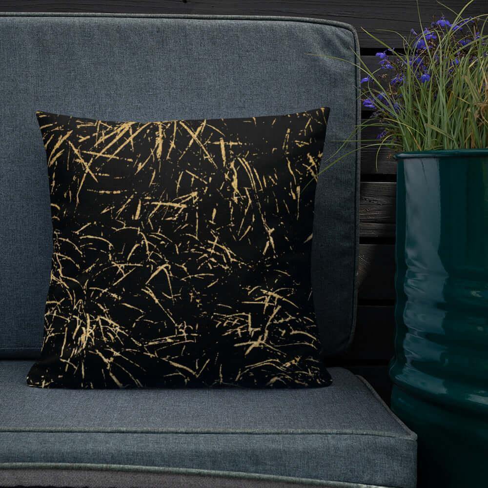 Abstract Grass Printed Premium Accent Pillow | Gold Black Decor, Throw Pillows, $ 61.50, A Moment Of Now™