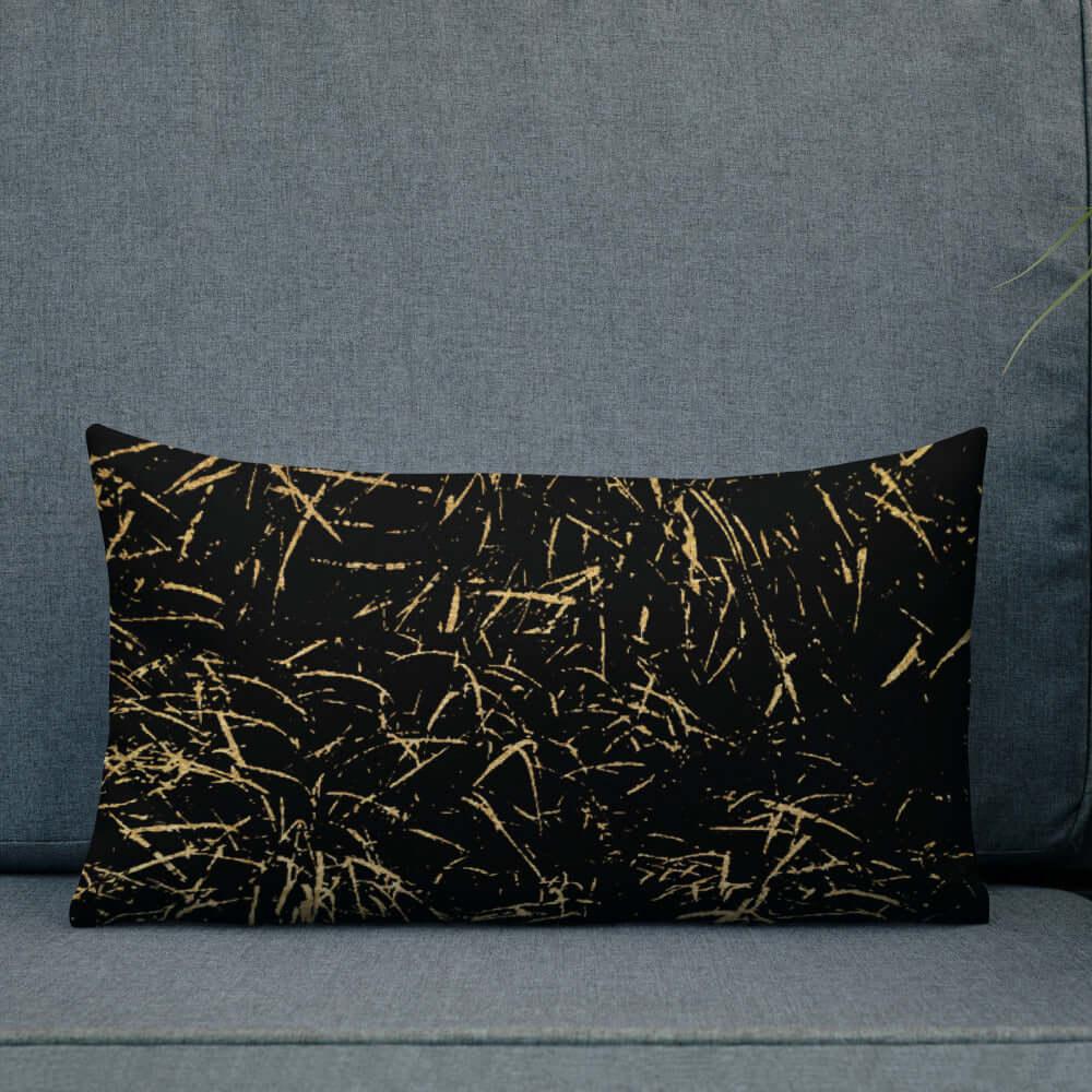 Abstract Grass Printed Premium Accent Pillow | Gold Black Decor, Throw Pillows, $ 61.50, A Moment Of Now™
