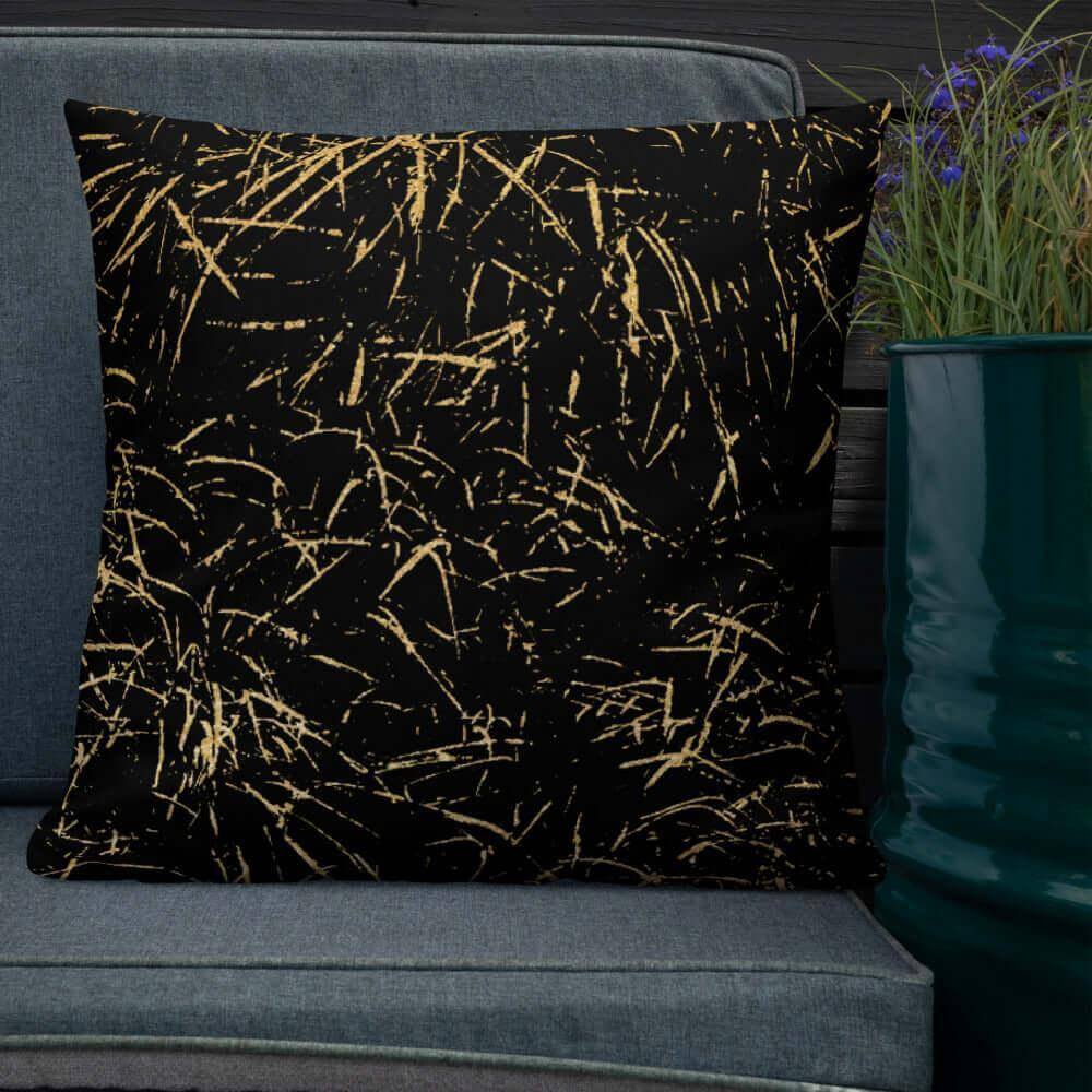 Abstract Grass Printed Premium Accent Pillow | Gold Black Decor, Throw Pillows, $ 61.50, A Moment Of Now™