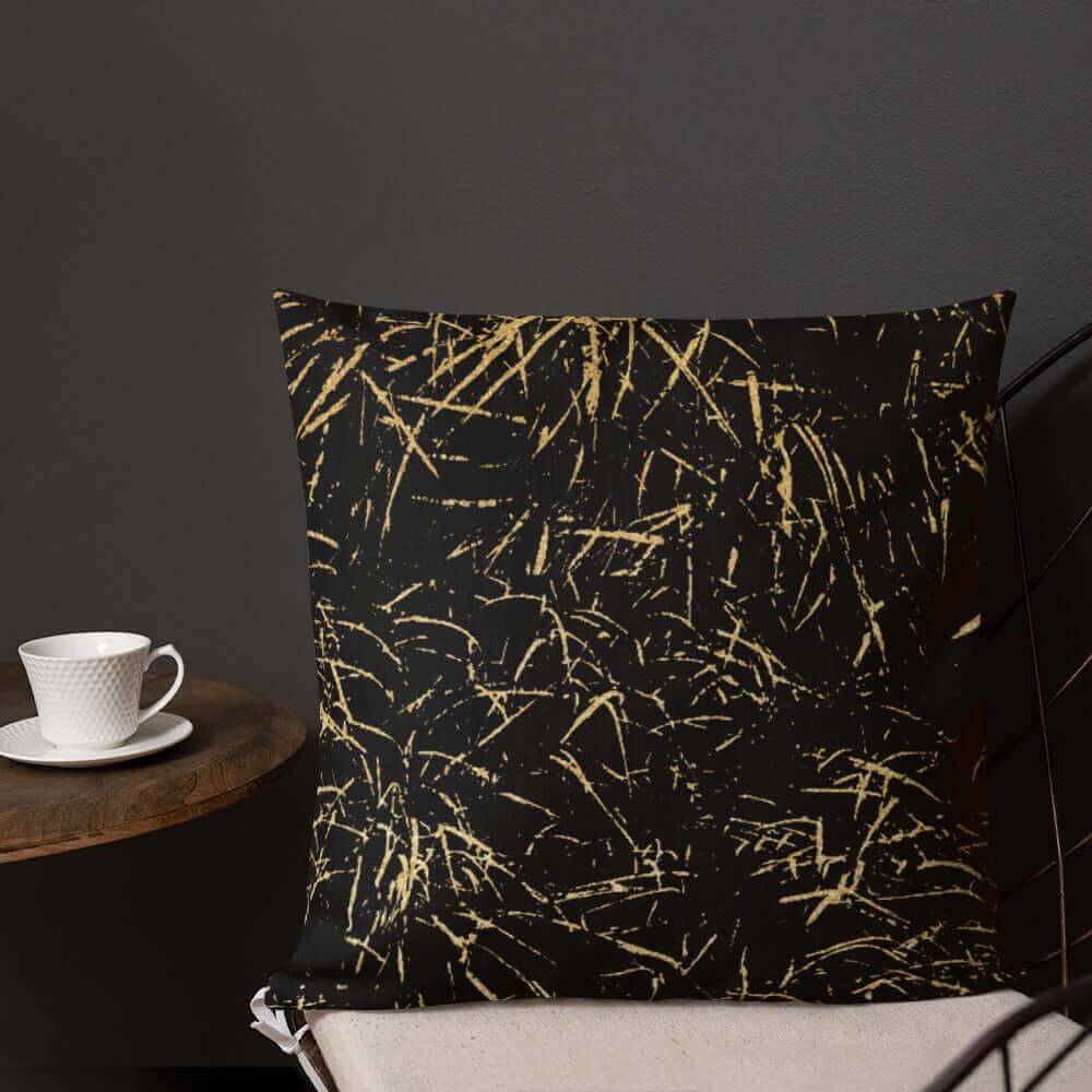 Abstract Grass Printed Premium Accent Pillow | Gold Black Decor, Throw Pillows, $ 61.50, A Moment Of Now™