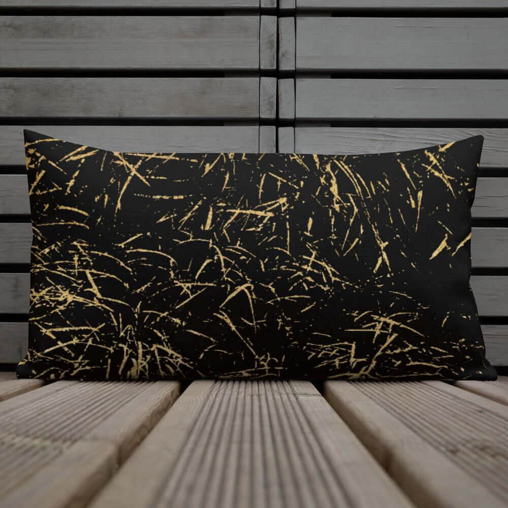 Abstract Grass Printed Premium Accent Pillow | Gold Black Decor, Throw Pillows, $ 61.50, A Moment Of Now™