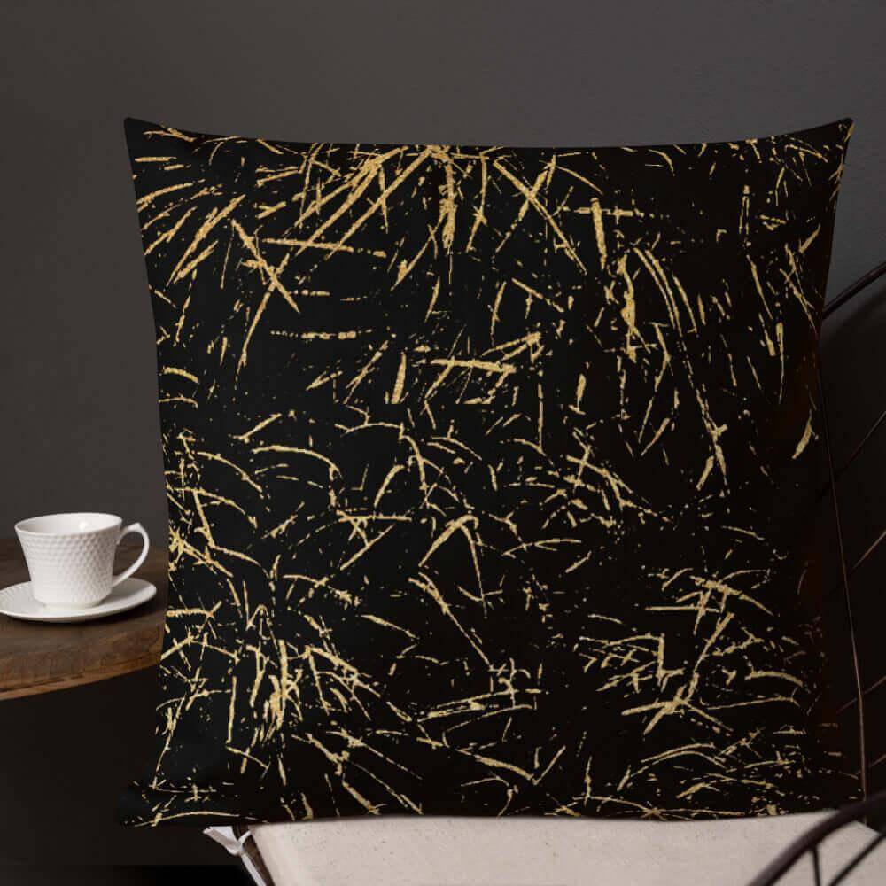 Abstract Grass Printed Premium Accent Pillow | Gold Black Decor, Throw Pillows, $ 61.50, A Moment Of Now™