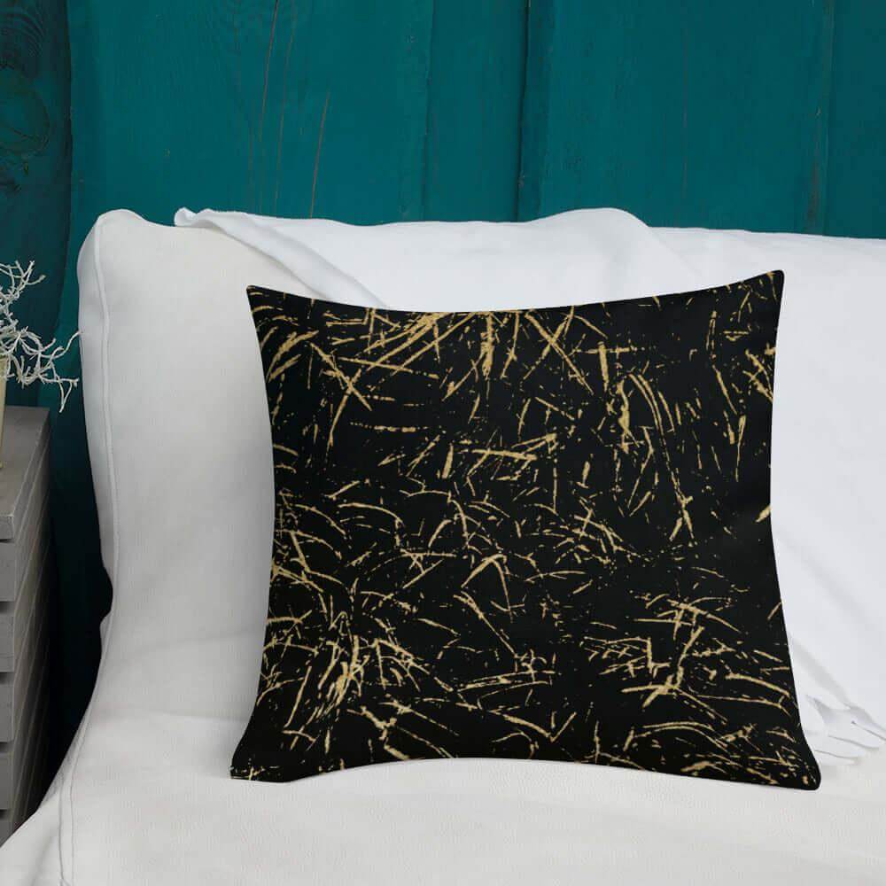 Abstract Grass Printed Premium Accent Pillow | Gold Black Decor, Throw Pillows, $ 61.50, A Moment Of Now™
