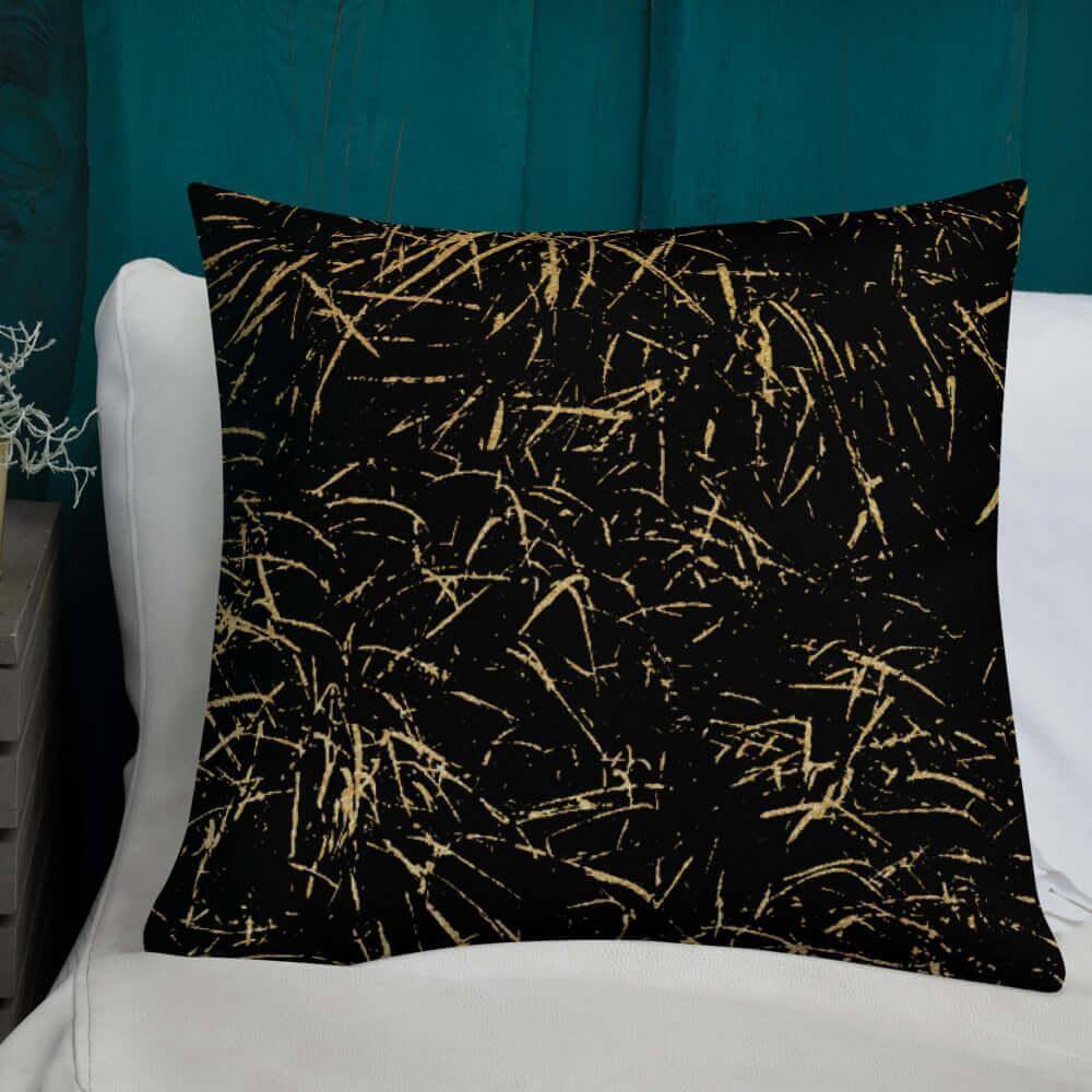 Abstract Grass Printed Premium Accent Pillow | Gold Black Decor, Throw Pillows, $ 61.50, A Moment Of Now™