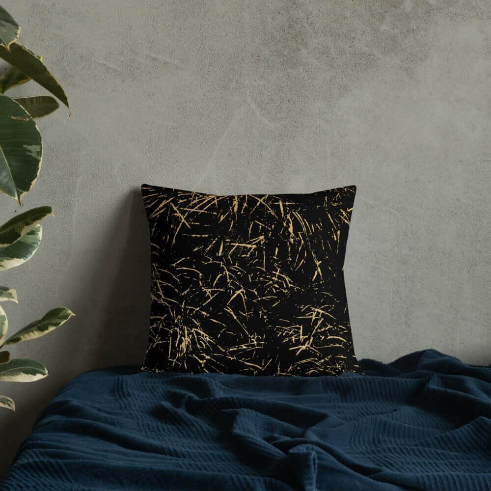 Abstract Grass Printed Premium Accent Pillow | Gold Black Decor, Throw Pillows, $ 61.50, A Moment Of Now™