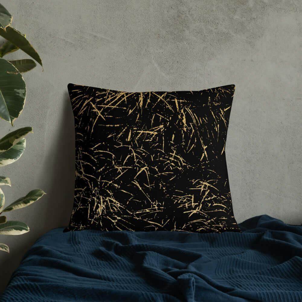 Abstract Grass Printed Premium Accent Pillow | Gold Black Decor, Throw Pillows, $ 61.50, A Moment Of Now™