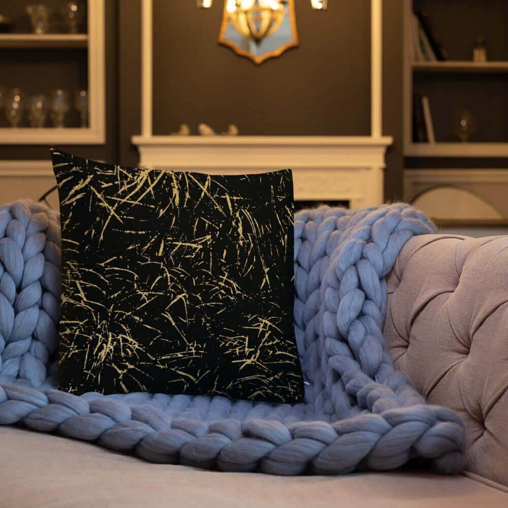 Abstract Grass Printed Premium Accent Pillow | Gold Black Decor, Throw Pillows, $ 61.50, A Moment Of Now™