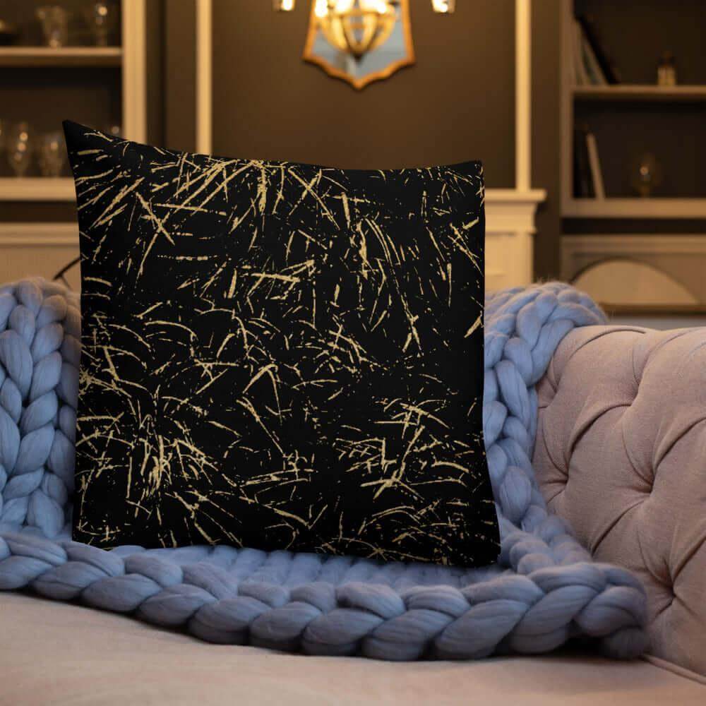 Abstract Grass Printed Premium Accent Pillow | Gold Black Decor, Throw Pillows, $ 61.50, A Moment Of Now™