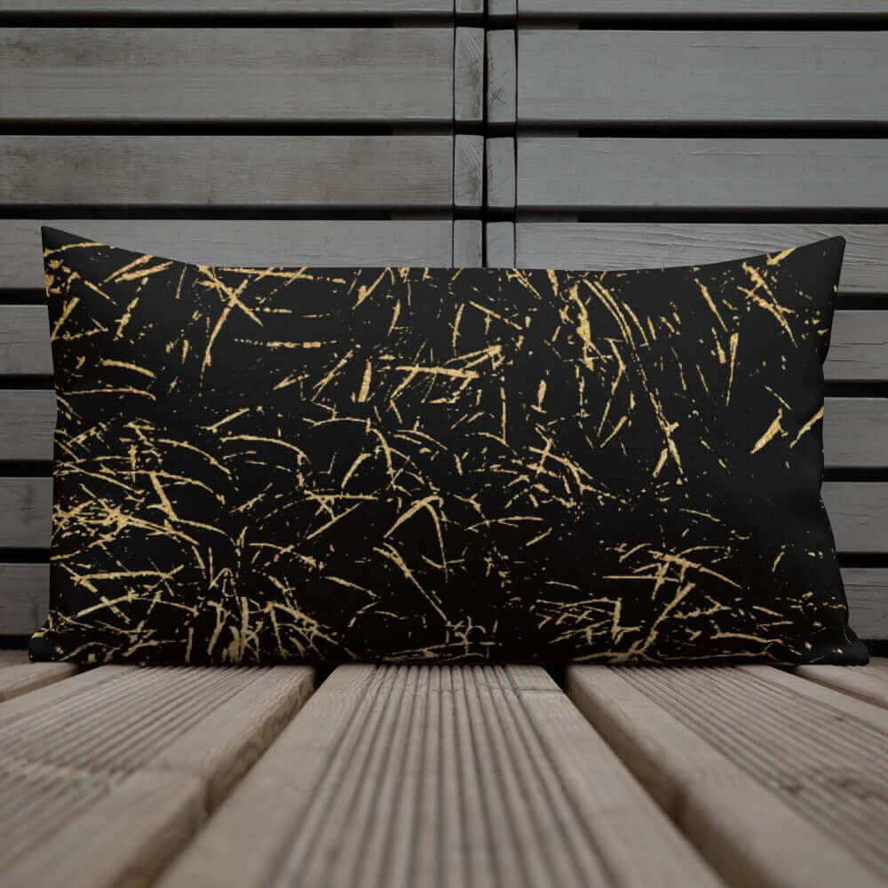 Abstract Grass Printed Premium Accent Pillow | Gold Black Decor, Throw Pillows, $ 61.50, A Moment Of Now™