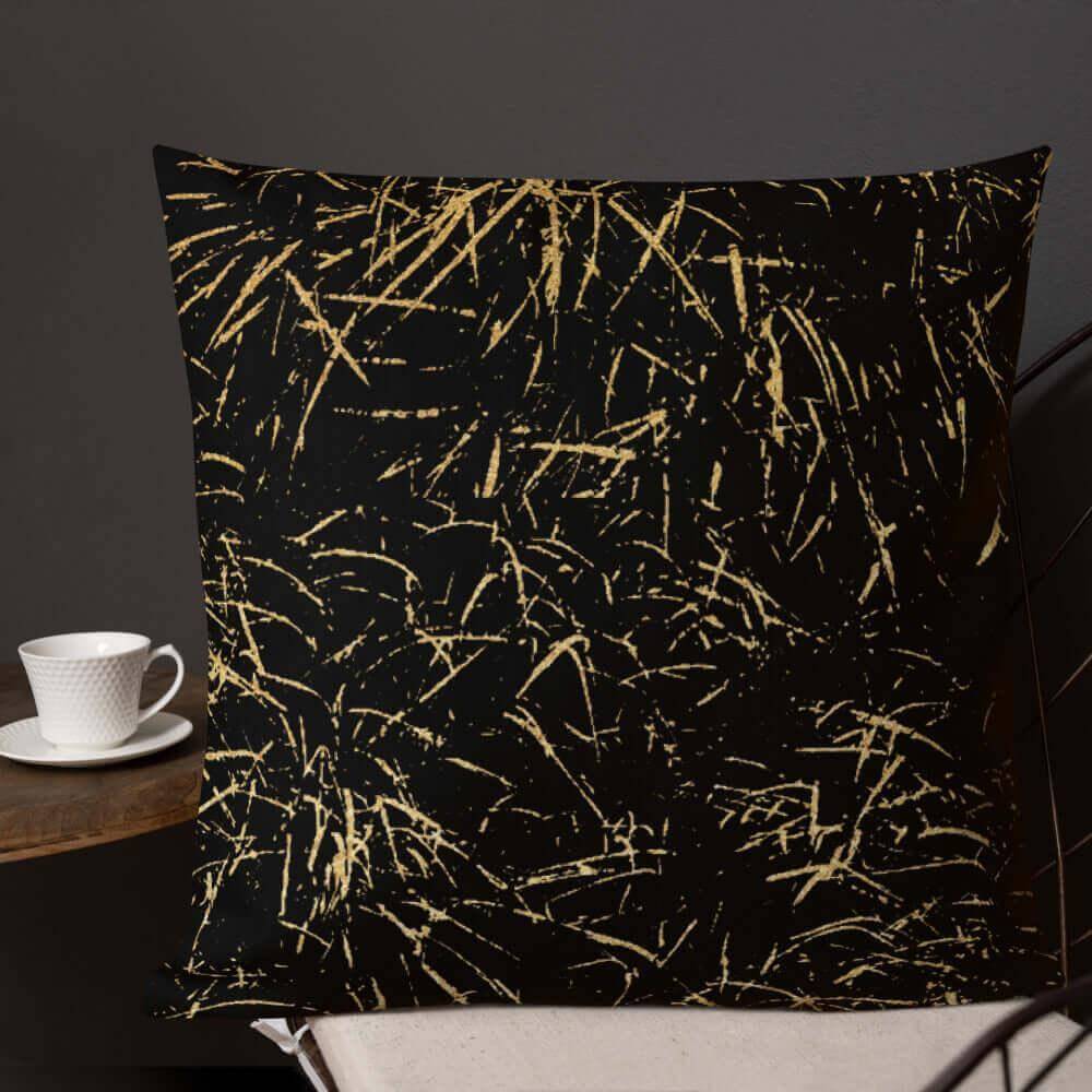 Abstract Grass Printed Premium Accent Pillow | Gold Black Decor, Throw Pillows, $ 61.50, A Moment Of Now™