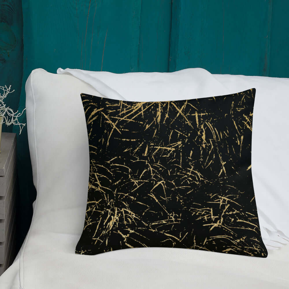 Shop Abstract Grass Printed Decorative Premium Accent Throw Pillow Cushion - Gold / Black Pillows Boutique Clothing Online
