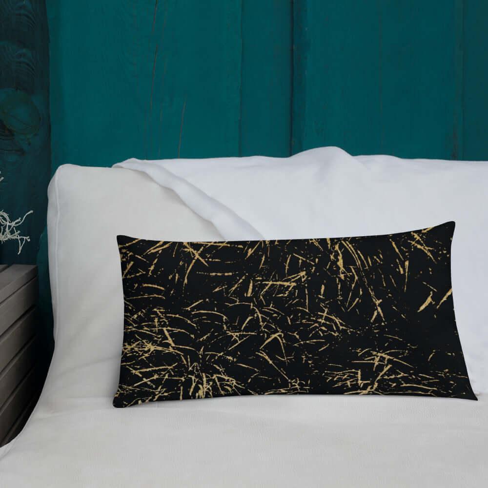 Abstract Grass Printed Premium Accent Pillow | Gold Black Decor, Throw Pillows, $ 61.50, A Moment Of Now™